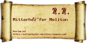 Mitterhöfer Meliton névjegykártya